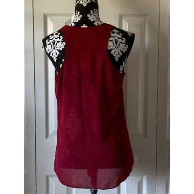 Sleeveless Colorblock Top Red Black Cream M - Thumbnail 2