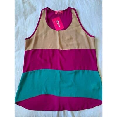 Shasa Women's Sleeveless Colorblock Top Size S Multicolor - Thumbnail 5