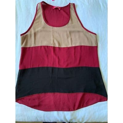 Sleeveless Colorblock Top Red Black Cream M - Thumbnail 5