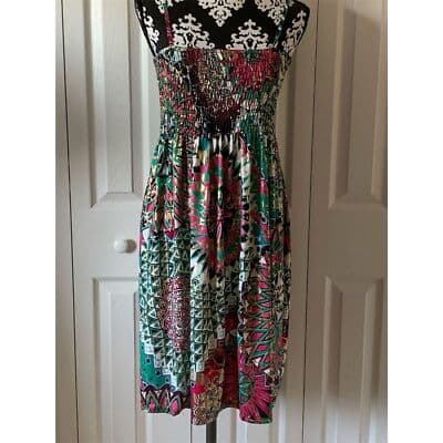 India Women's Bohemian Sleeveless Midi Dress Multicolor M - Thumbnail 11