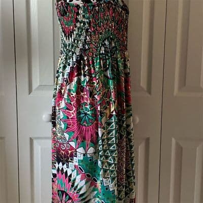 India Women's Bohemian Sleeveless Midi Dress Multicolor M - Thumbnail 2
