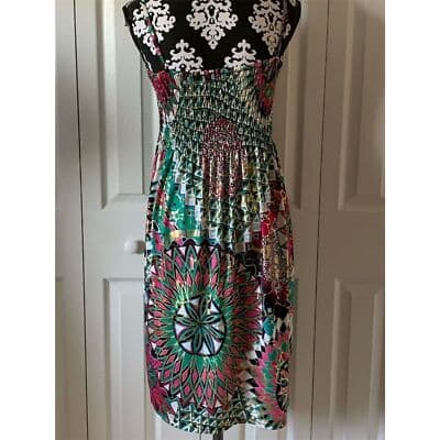 India Women's Bohemian Sleeveless Midi Dress Multicolor M - Thumbnail 9