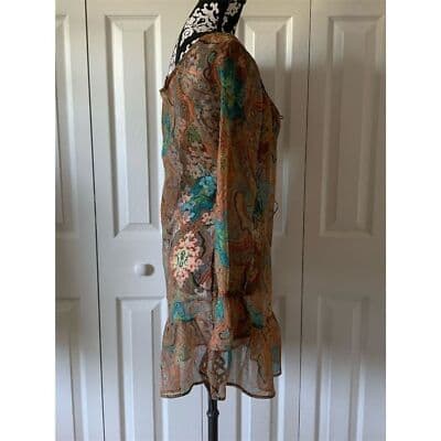 Camilla Women's XS Paisley Boho Sheer Long Sleeve Short Dress Multicolor - Thumbnail 9