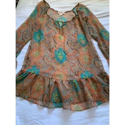 Camilla Women's XS Paisley Boho Sheer Long Sleeve Short Dress Multicolor - Thumbnail 4