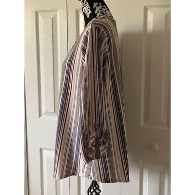 Cure Women's XL Multicolor Striped 3/4 Sleeve Blouse Casual - Thumbnail 12