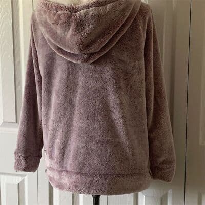 Member's Mark Women's Cozy Plush Pullover Hoodie Wine/Cream Size S - Thumbnail 3