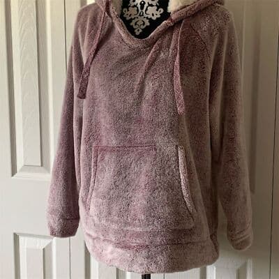 Member's Mark Women's Cozy Plush Pullover Hoodie Wine/Cream Size S - Image 1