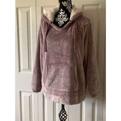 Member's Mark Women's Cozy Plush Pullover Hoodie Wine/Cream Size S - Thumbnail 6