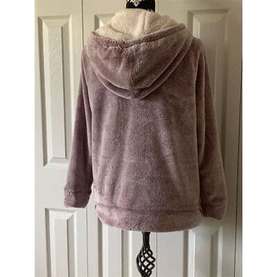 Member's Mark Women's Cozy Plush Pullover Hoodie Wine/Cream Size S - Thumbnail 5