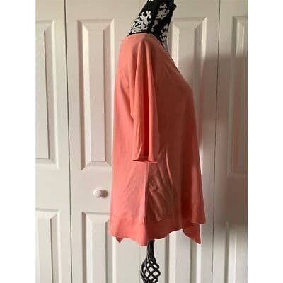 Calvin Klein Women's 3/4 Sleeve Coral Blouse Size XL Casual Spring - Thumbnail 10