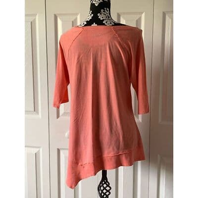 Calvin Klein Women's 3/4 Sleeve Coral Blouse Size XL Casual Spring - Thumbnail 2