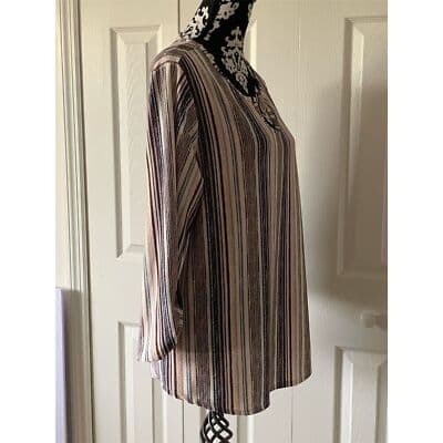 Cure Women's XL Multicolor Striped 3/4 Sleeve Blouse Casual - Thumbnail 3