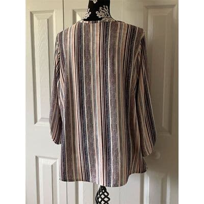 Cure Women's XL Multicolor Striped 3/4 Sleeve Blouse Casual - Thumbnail 2