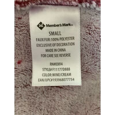 Member's Mark Women's Cozy Plush Pullover Hoodie Wine/Cream Size S - Thumbnail 8