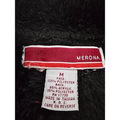 Merona Womens Black Faux Suede Shearling Coat Faux Fur Trim Jacket Size M - Thumbnail 3