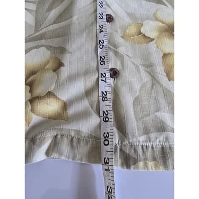 Tommy Bahama Mens 100% Silk Tropical Floral Camp Shirt Tan Beige Short Sleeve L - Thumbnail 8