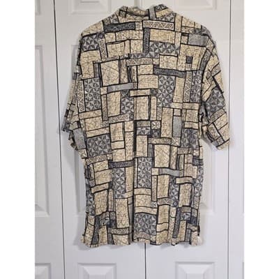 Kona Kai Trading Co Mens XL Geometric Tribal Print Button Down Shirt Tan Black - Thumbnail 8