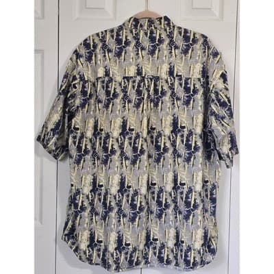 Columbia Sportswear Marlin Fish Print Shirt Mens XL Blue Yellow Cotton AM7604 - Thumbnail 2