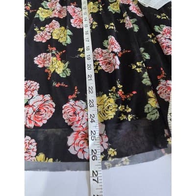 Bobbie Brooks Womens Floral Mesh Sleeveless Empire Waist Top Black Pink Large - Thumbnail 6