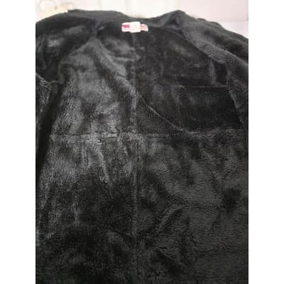 Merona Womens Black Faux Suede Shearling Coat Faux Fur Trim Jacket Size M - Thumbnail 9