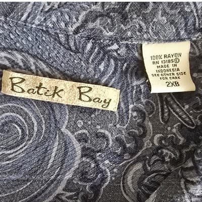 Batik Bay Mens 2XB Blue Dragon Print Rayon Short Sleeve Button Down Shirt - Thumbnail 3