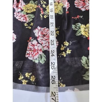 Bobbie Brooks Ladies Small Black Floral Mesh Sleeveless Blouse Pink Yellow Roses - Thumbnail 6