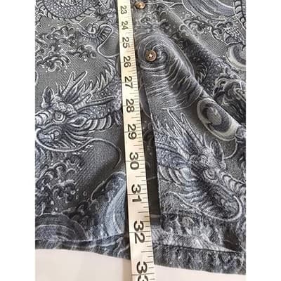 Batik Bay Mens 2XB Blue Dragon Print Rayon Short Sleeve Button Down Shirt - Thumbnail 7