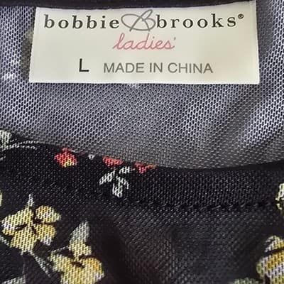 Bobbie Brooks Womens Floral Mesh Sleeveless Empire Waist Top Black Pink Large - Thumbnail 3