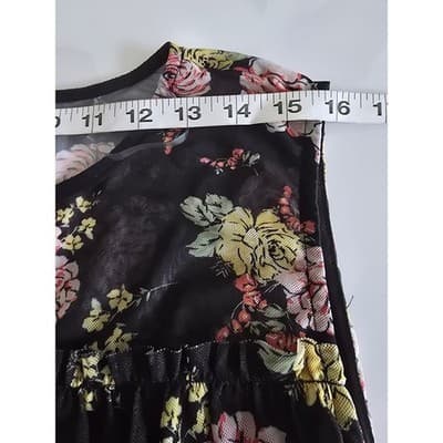 Bobbie Brooks Plus Size 3X Black Floral Mesh Sleeveless Blouse Lined Tank Top - Thumbnail 4