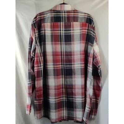 Sonoma Life + Style Plaid Men's Shirt Button Up Long Sleeve Burnt Red Size XXL - Thumbnail 2