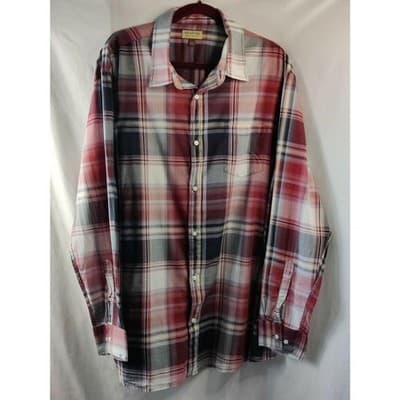 Sonoma Life + Style Plaid Men's Shirt Button Up Long Sleeve Burnt Red Size XXL - Image 1