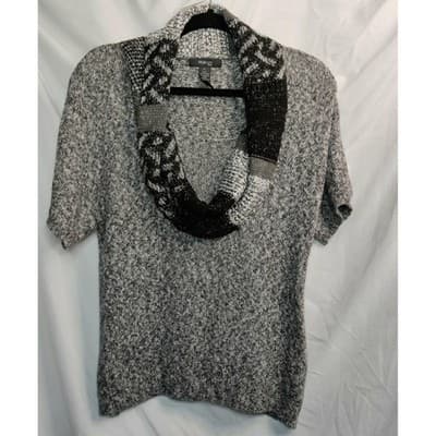 Style & Co Women Cowl Neck Waffle Pullover Sweater Petite Gray Size PM - Thumbnail 2