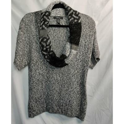 Style & Co Women Cowl Neck Waffle Pullover Sweater Petite Gray Size PM - Image 1