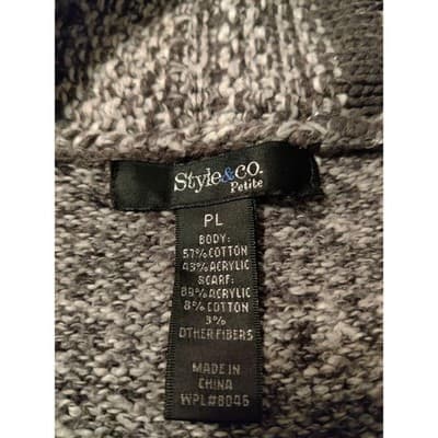 Style & Co Women Cowl Neck Waffle Pullover Sweater Petite Gray Size PM - Thumbnail 5