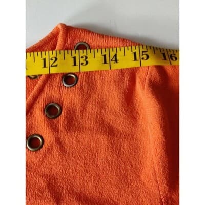 Pink Poodle Womens Short Sleeve Sweater Gold Grommets V-Neck Pullover Size L - Thumbnail 6