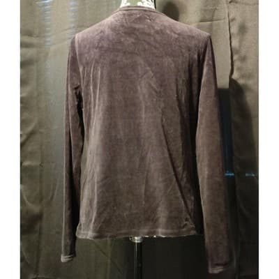 Alexandra Bartlett Intimates Womens Velvet Blouse Top V-Neck Long Sleeve Size L - Thumbnail 4