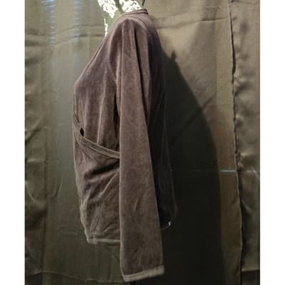 Alexandra Bartlett Intimates Womens Velvet Blouse Top V-Neck Long Sleeve Size L - Thumbnail 3