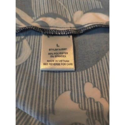 Lynn Ryan Womans Navy/white Floral Soft Long Sleeve Tie Cuffs Button Top Size L - Thumbnail 10