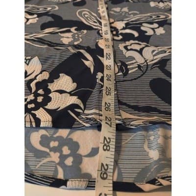 Lynn Ryan Womans Navy/white Floral Soft Long Sleeve Tie Cuffs Button Top Size L - Thumbnail 5