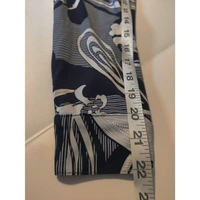 Lynn Ryan Womans Navy/white Floral Soft Long Sleeve Tie Cuffs Button Top Size L - Thumbnail 6