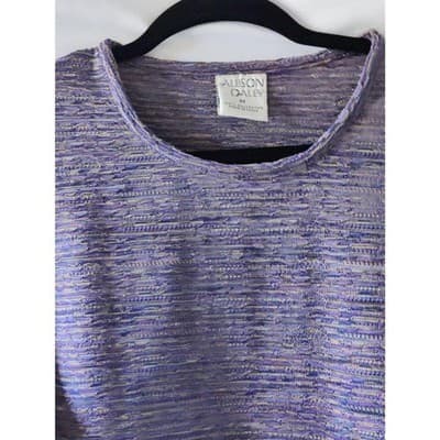 Allison Daley Womens Short Sleeve Round Neck Top Purple Polyester Size Medium - Thumbnail 2