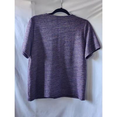Allison Daley Womens Short Sleeve Round Neck Top Purple Polyester Size Medium - Thumbnail 3