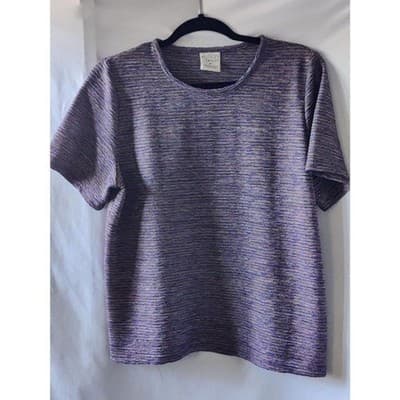 Allison Daley Womens Short Sleeve Round Neck Top Purple Polyester Size Medium - Image 1