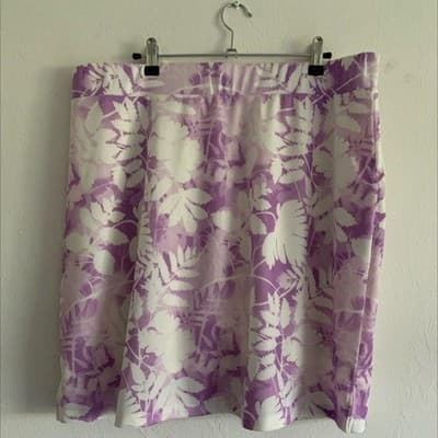 Purple Floral Athletic Skort with Built-in Shorts and Pockets - Thumbnail 3