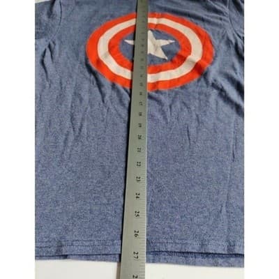 Marvel Comics Captain America Men's T-Shirt Shield Logo Navy Blue Size Large - Thumbnail 4