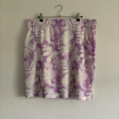 Purple Floral Athletic Skort with Built-in Shorts and Pockets - Thumbnail 2