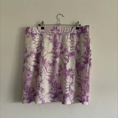 Purple Floral Athletic Skort with Built-in Shorts and Pockets - Thumbnail 4