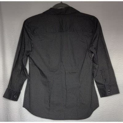 Liz & Co Polka Dot Three Quarter Inch Sleeve Navy White Size M - Thumbnail 5