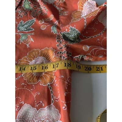 Eileen Dale Womens Floral Button Shirt 3/4 Sleeve Collared Orange Size 10 - Thumbnail 5
