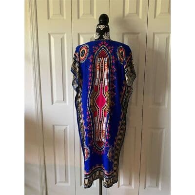 Women's African Dashiki Kaftan Maxi Dress Multicolor One Size - Thumbnail 5
